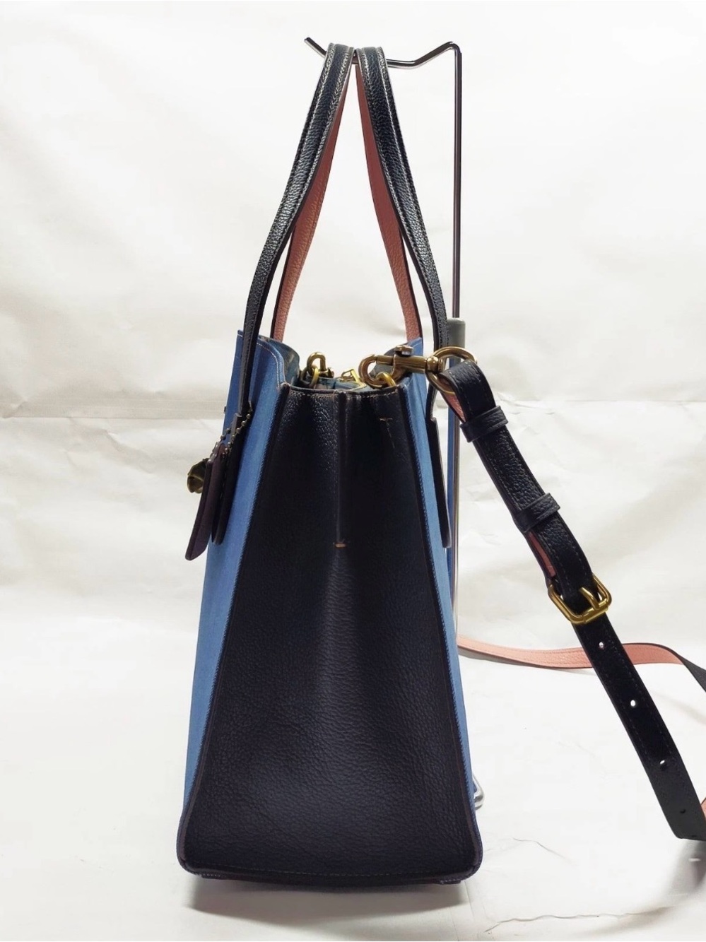 COACH Denim Blue Tote with Black Leather Straps - Picture 5 of 12